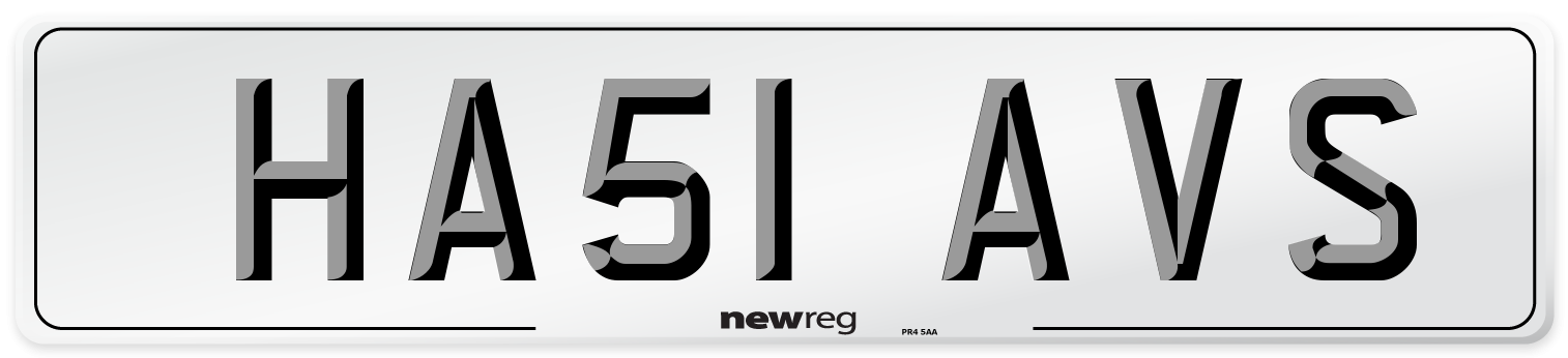 HA51 AVS Number Plate from New Reg